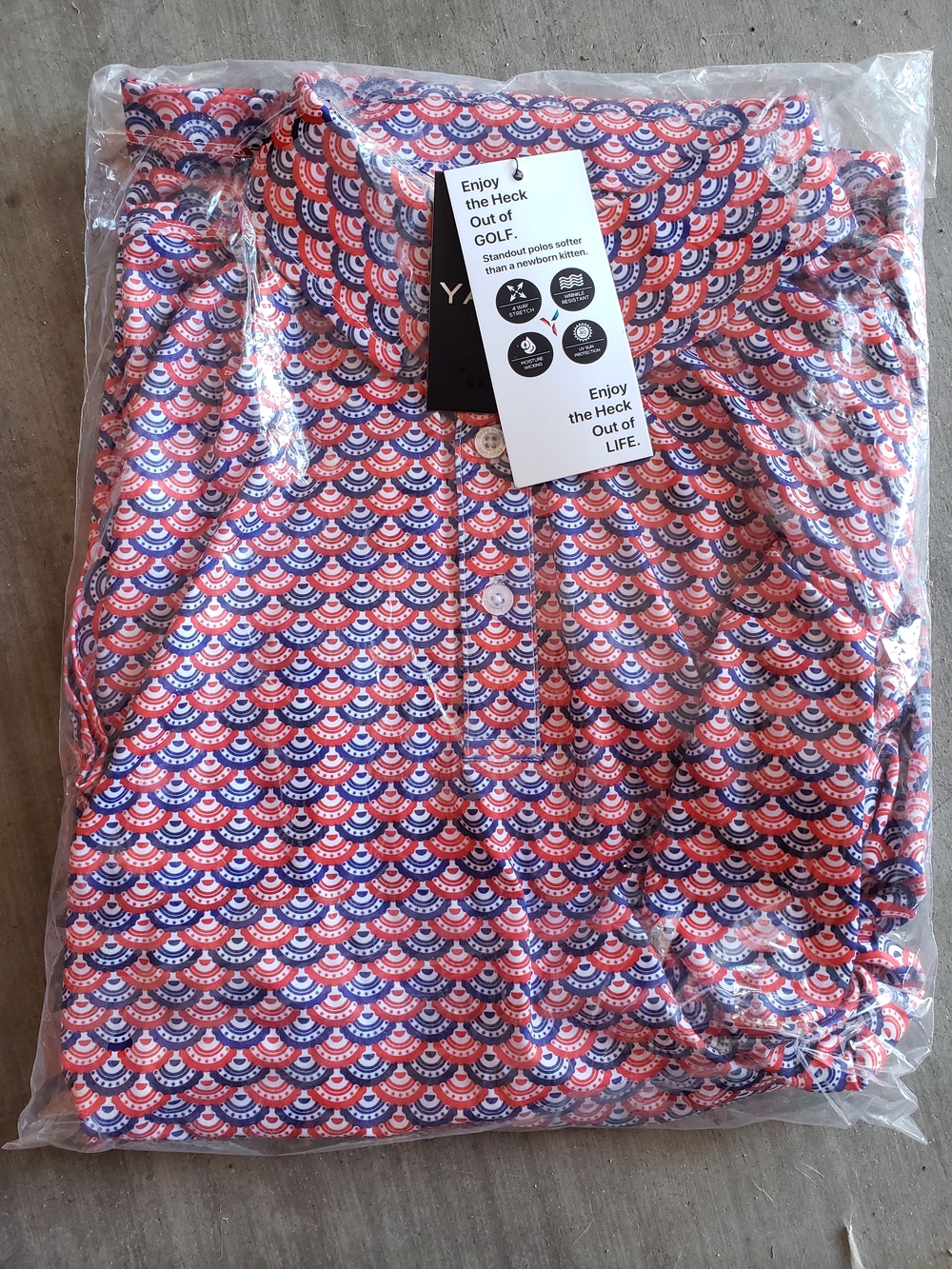 Men's Short Sleeve Printed Polo - Red/Blue Pattern